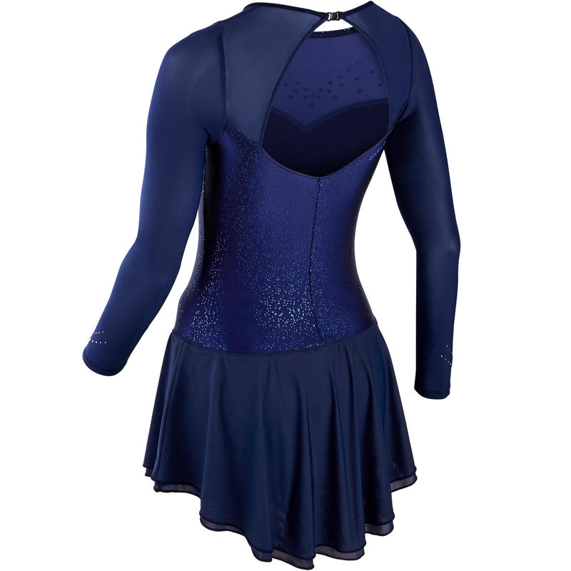 Adult Figure Skating LongSleeved Skirted Leotard Midnight Blue Decathlon