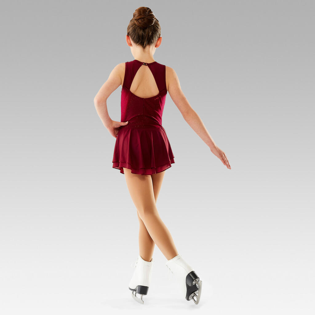 Kids' Figure Skating Skirted Leotard - Burgundy