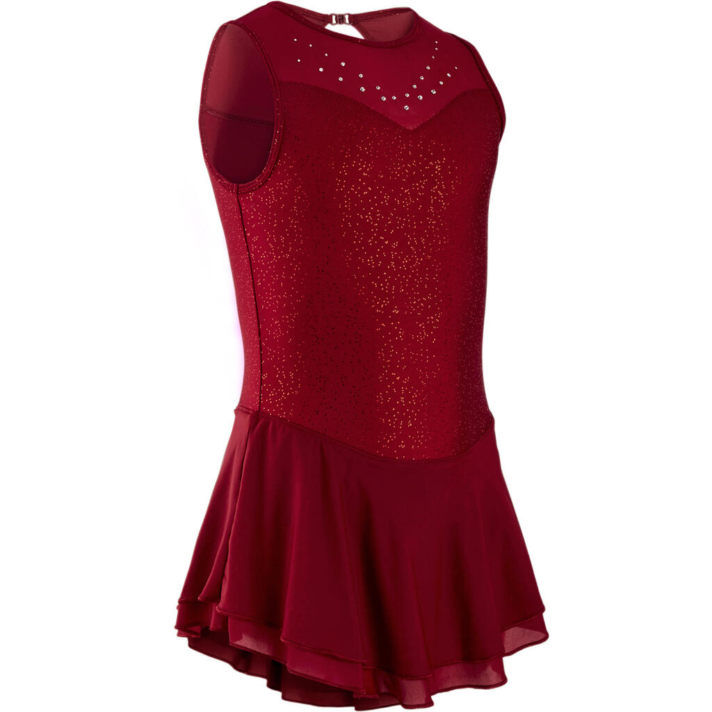 Kids' Figure Skating Skirted Leotard - Burgundy