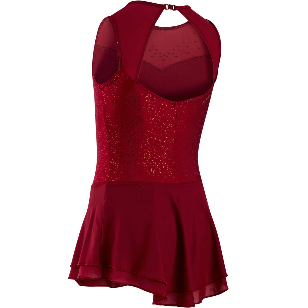 Kids' Figure Skating Skirted Leotard - Burgundy