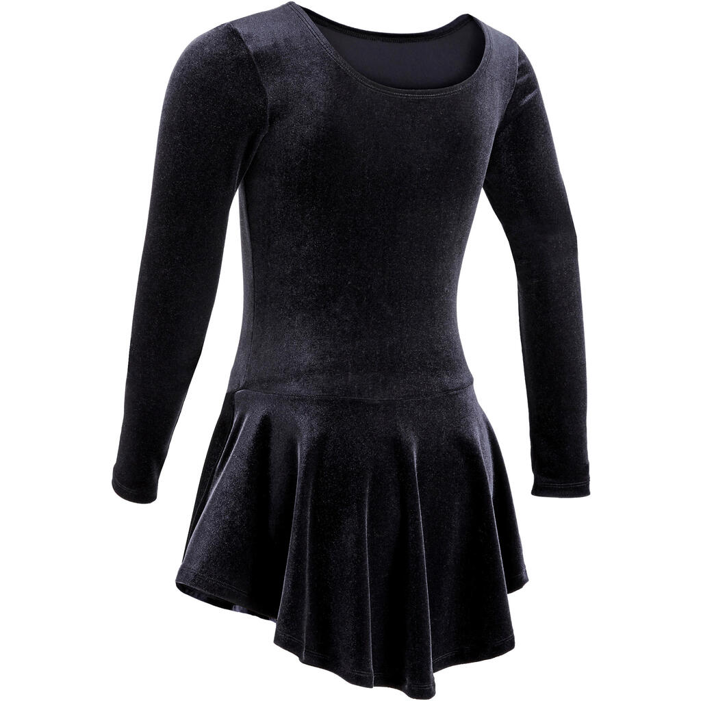 Kids' Figure Skating Training Skirted Leotard - Black