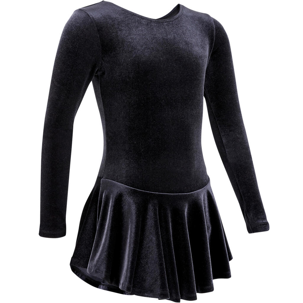 Kids' Figure Skating Training Skirted Leotard - Black