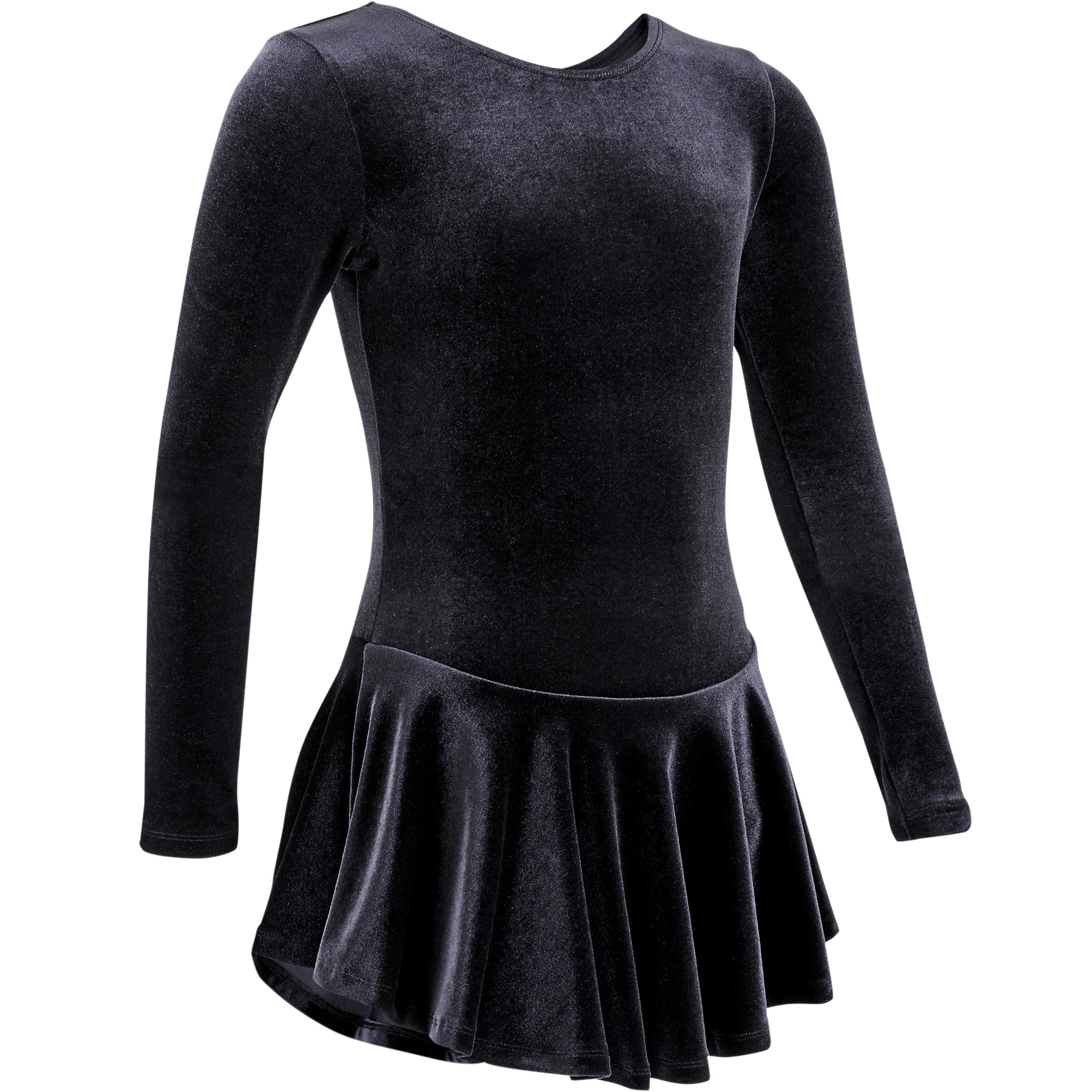 Kids' Figure Skating Training Skirted Leotard - Black 1/5