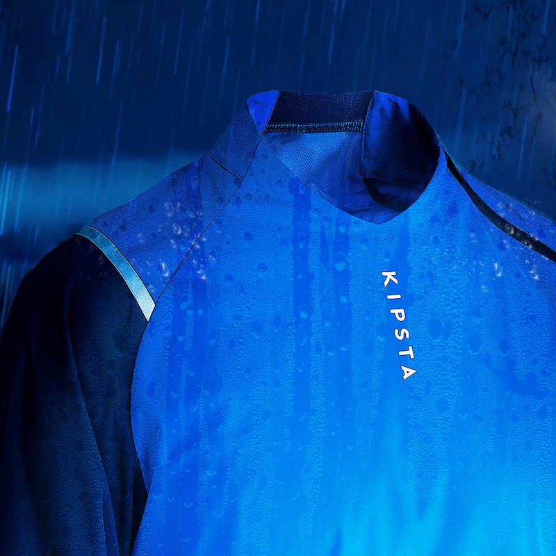 Coupe vent de football impermeable adulte T500 bleu pour les clubs et collectivites Decathlon Pro