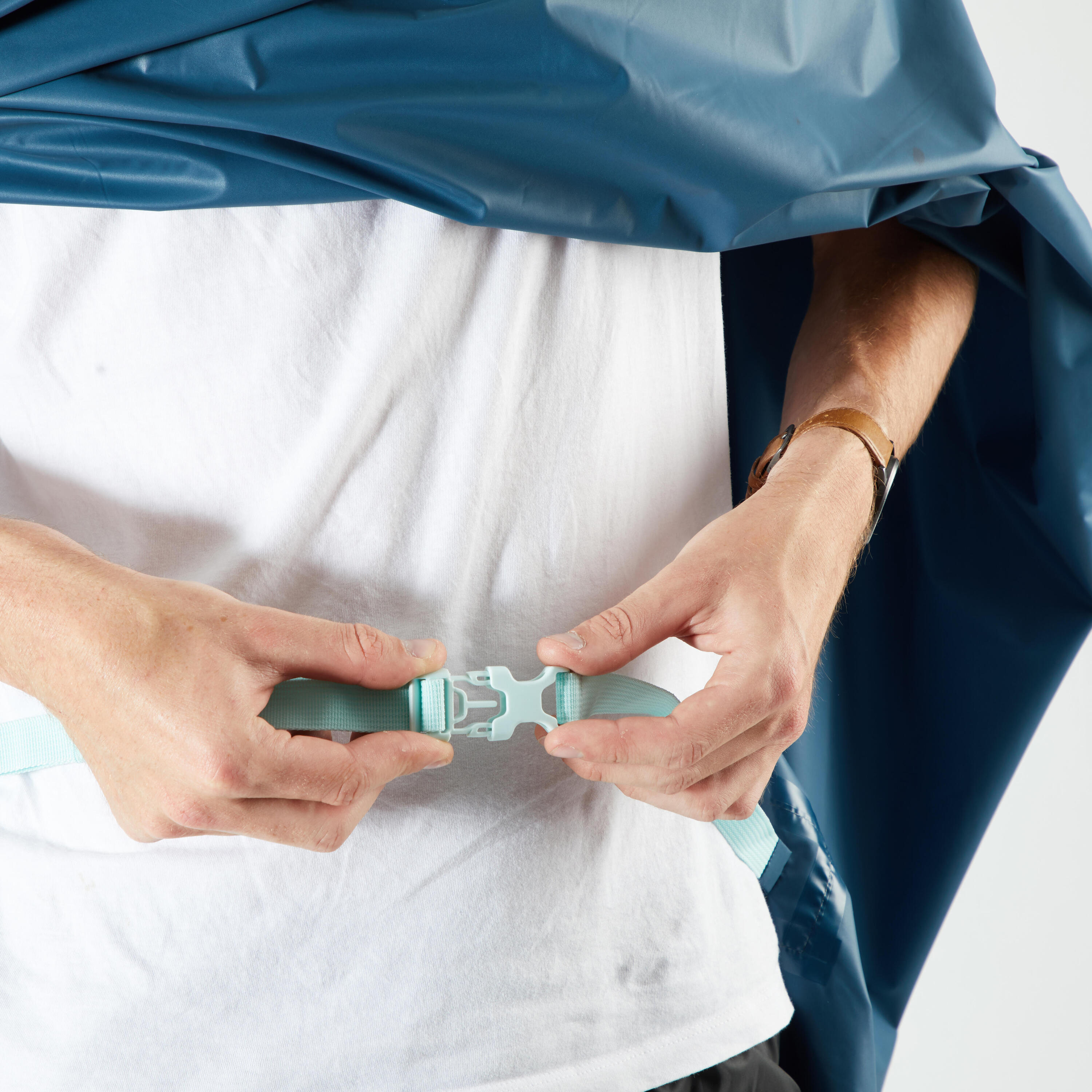 500 Cycling Rain Poncho - Petrol Blue 8/11