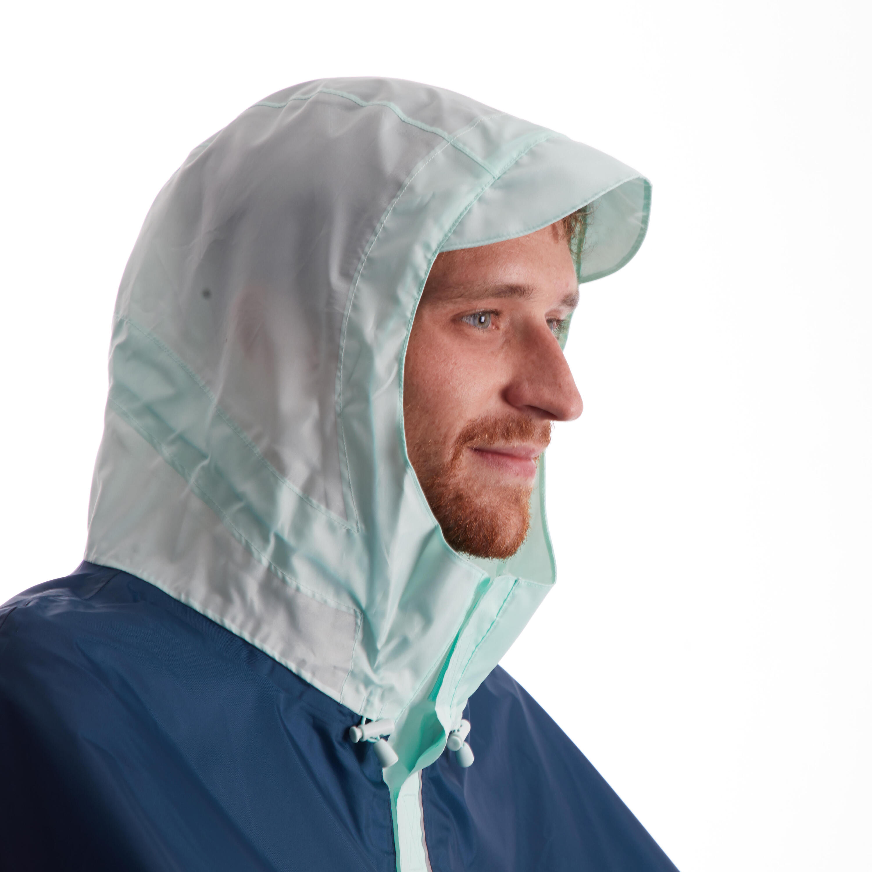 500 Cycling Rain Poncho - Petrol Blue 5/11