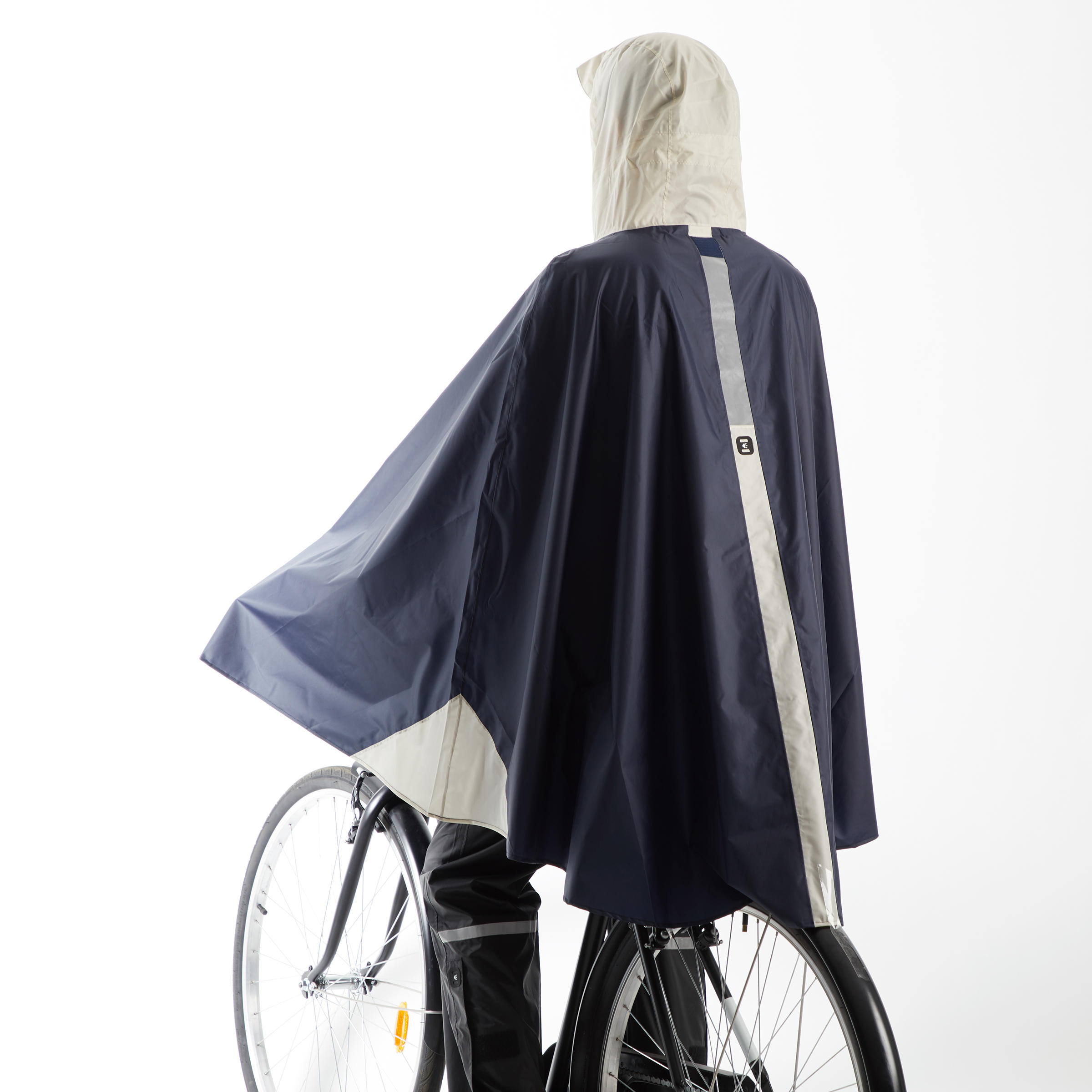 500 Cycling Rain Poncho - Navy/Beige 4/11