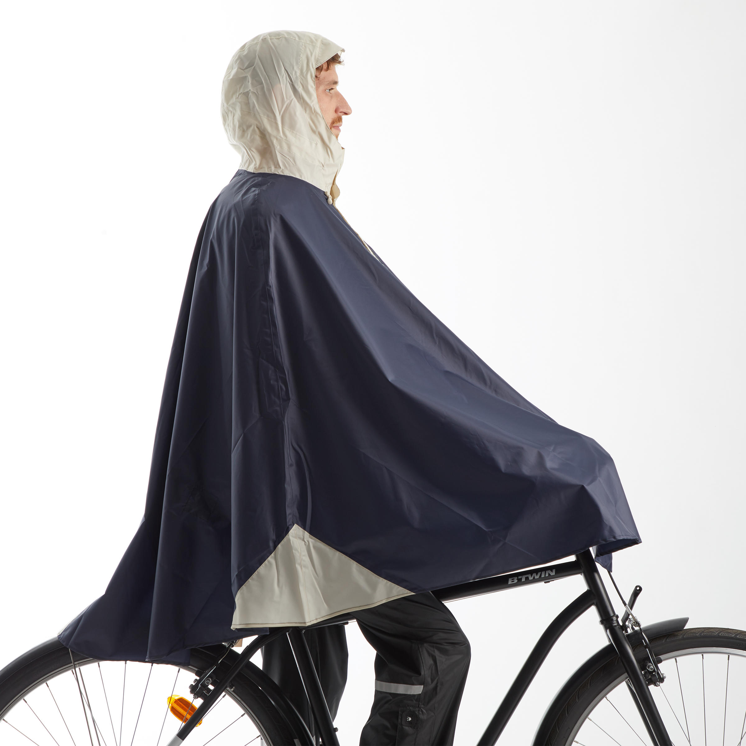 500 Cycling Rain Poncho - Navy/Beige 3/11