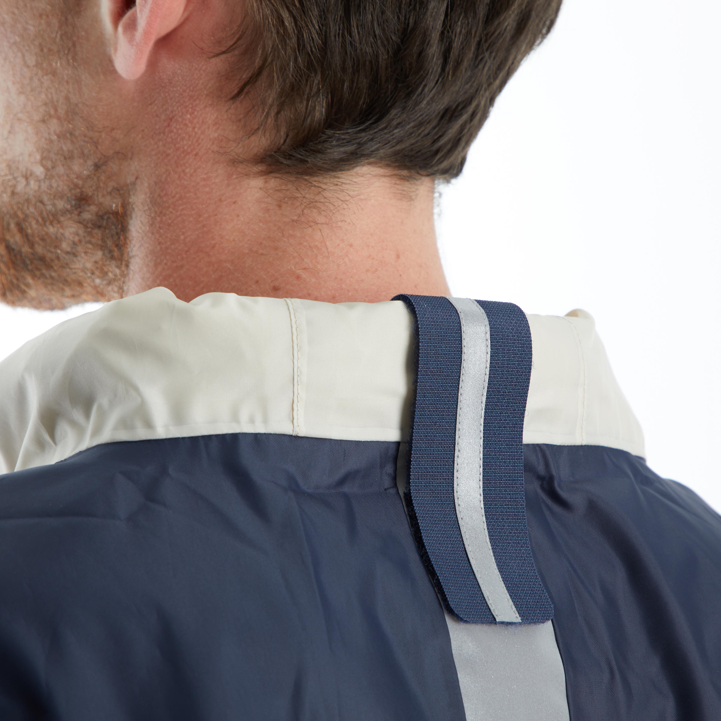 500 Cycling Rain Poncho - Navy/Beige 7/11