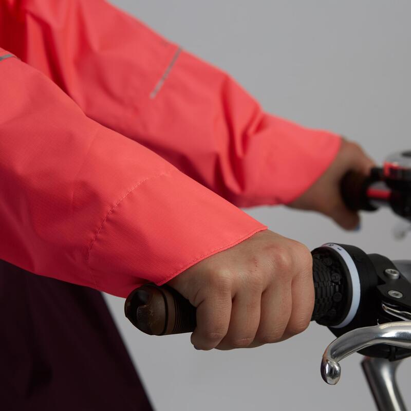 PONCHO PLUIE VÉLO 900 ROSE FLUO/PRUNE