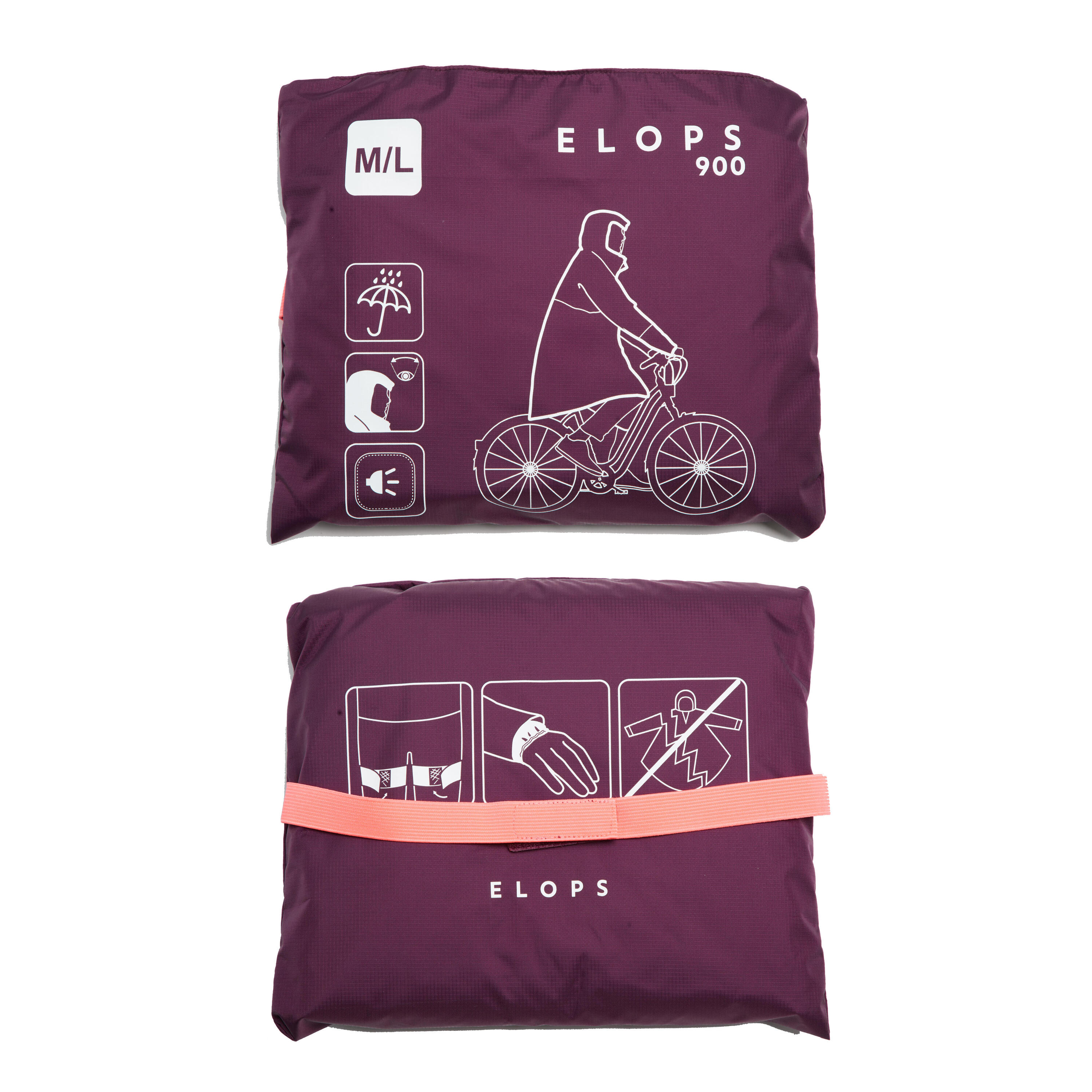 Cycling Rain Poncho 900 - Neon Pink/Plum 2/10