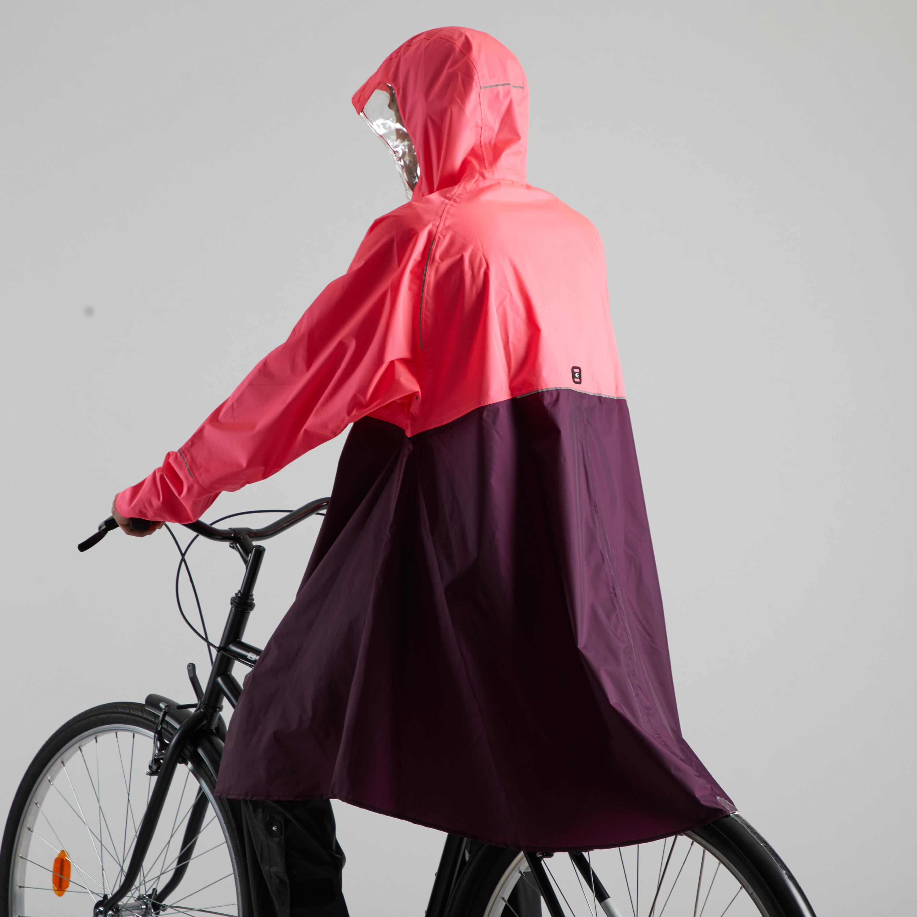 Cycling Rain Poncho 900 - Neon Pink/Plum 4/10