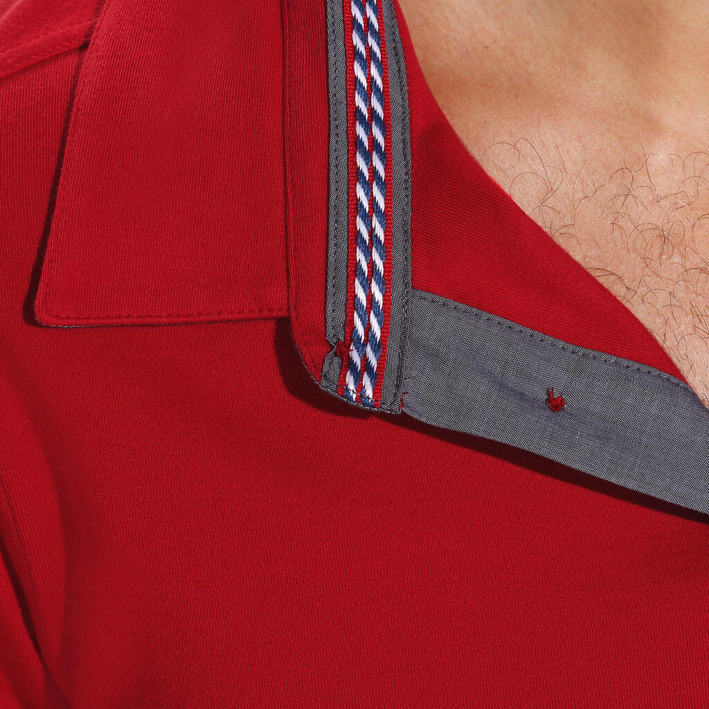 Reit-Poloshirt Langarm Herren Wappen rot