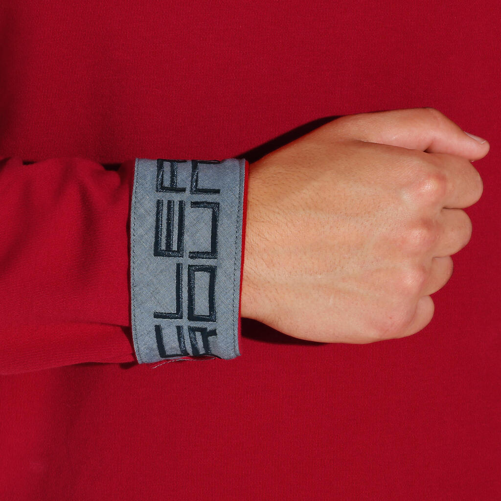 Reit-Poloshirt Langarm Herren Wappen rot