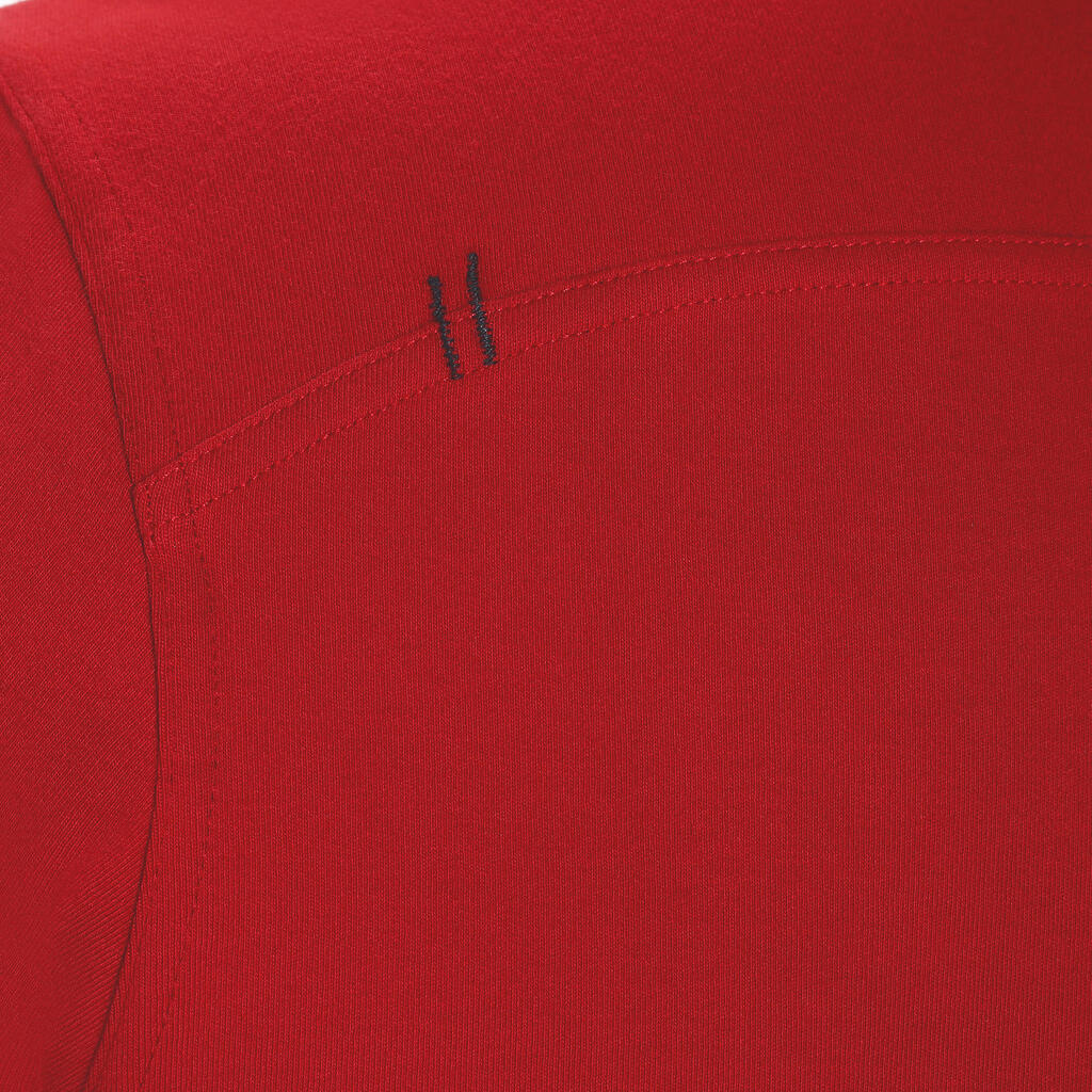 Reit-Poloshirt Langarm Herren Wappen rot