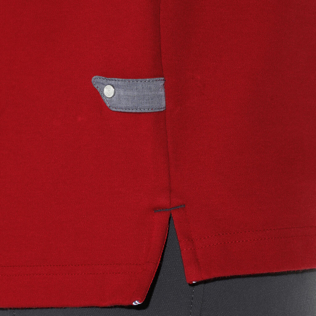 Reit-Poloshirt Langarm Herren Wappen rot