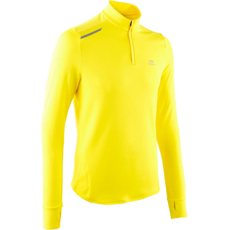 TEE SHIRT MANCHES LONGUES RUNNING HOMME RUN WARM JAUNE