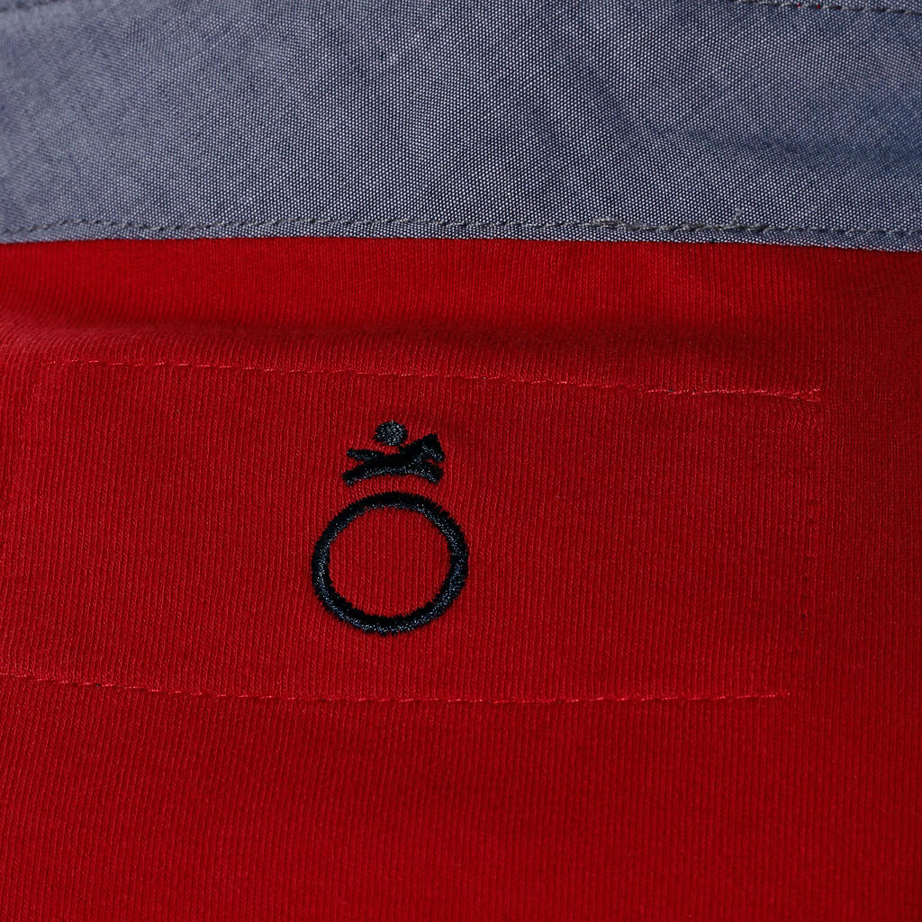 Reit-Poloshirt Langarm Herren Wappen rot