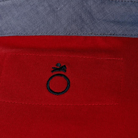 Ilgarankoviai polo marškinėliai jojimui su antsiuvu – raudoni