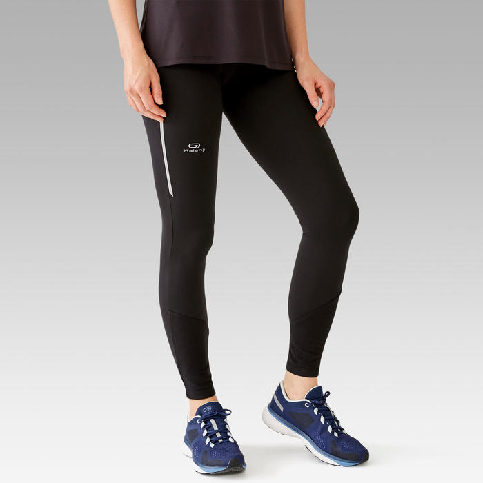 Mallas Térmicas Leggins deportivos Running Kalenji Run Warm Mujer Negro
