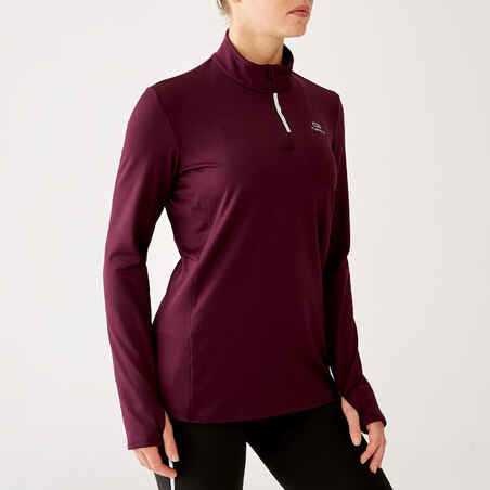 Women's Jogging Long-Sleeved Jersey Run Warm - Plum