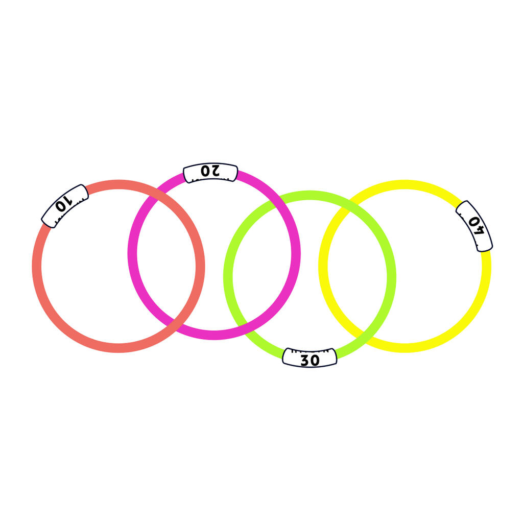 Four weighted aquatic rings multi colours