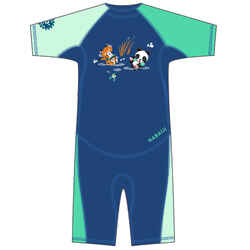 Bērnu UV aizsargājošs hidrotērps “Kloupi”, zaļš, zils ar pandas apdruku