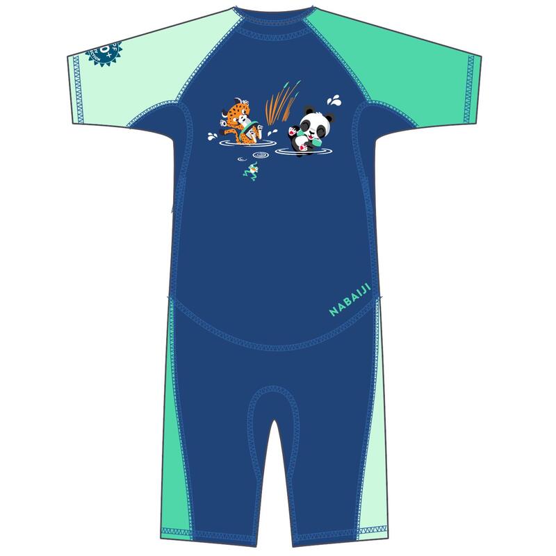 Combinaison Anti Uv Bebe Kloupi Bleu Et Vert Imprime Panda Nabaiji Decathlon
