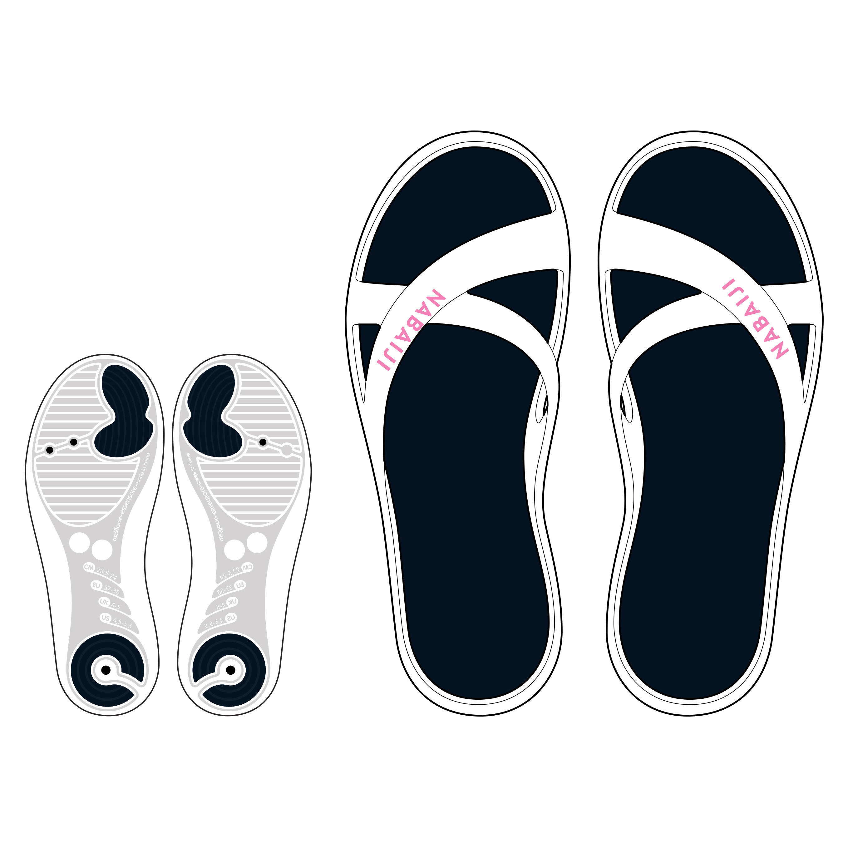 CHINELOS DE NATAÇÃO SLAP 500 MULHER BRANCO AZUL 12/15