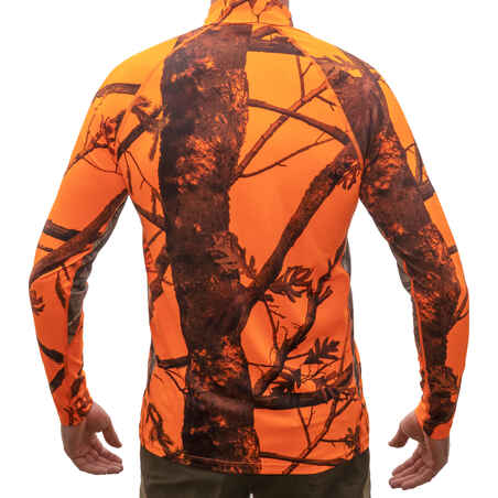 BREATHABLE HUNTING T-SHIRT  LONG SLEEVE CAMOUFLAGE 500 - NEON