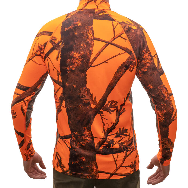 T-SHIRT CHASSE RESPIRANT MANCHES LONGUES CAMOUFLAGE FLUO 500