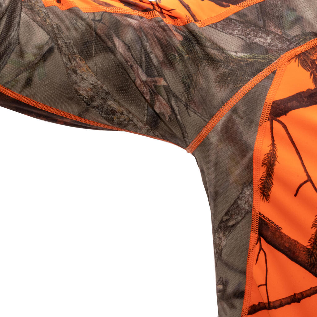 Orui laidūs ilgarankoviai medžioklės marškinėliai „500“ kamufliažiniai, neono 