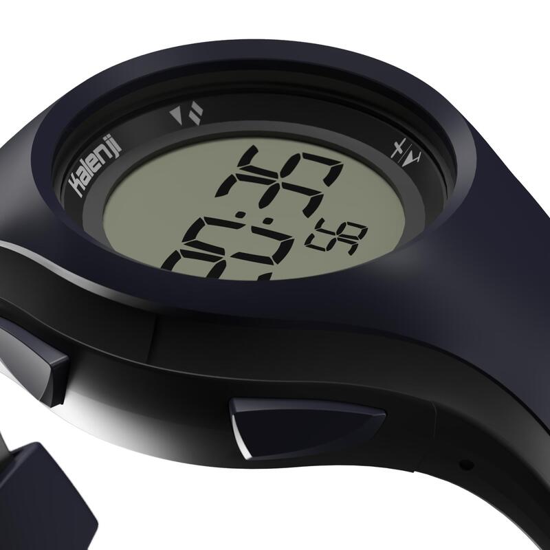 W200 M men's running stopwatch blue and orange KALENJI Decathlon