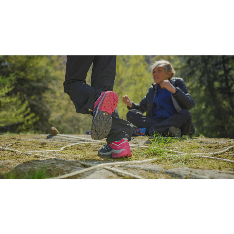 Chaussures de randonnée montagne basses avec lacet garçon Crossrock bleues 35-38