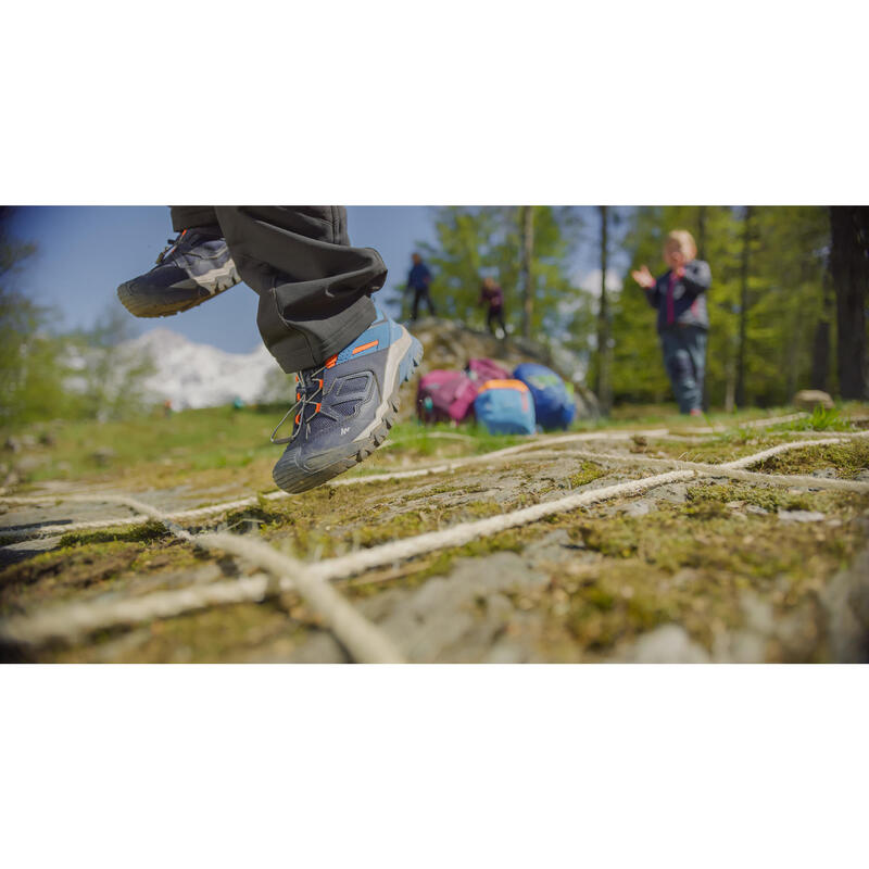 Chaussures de randonnée montagne basses avec lacet garçon Crossrock bleues 35-38