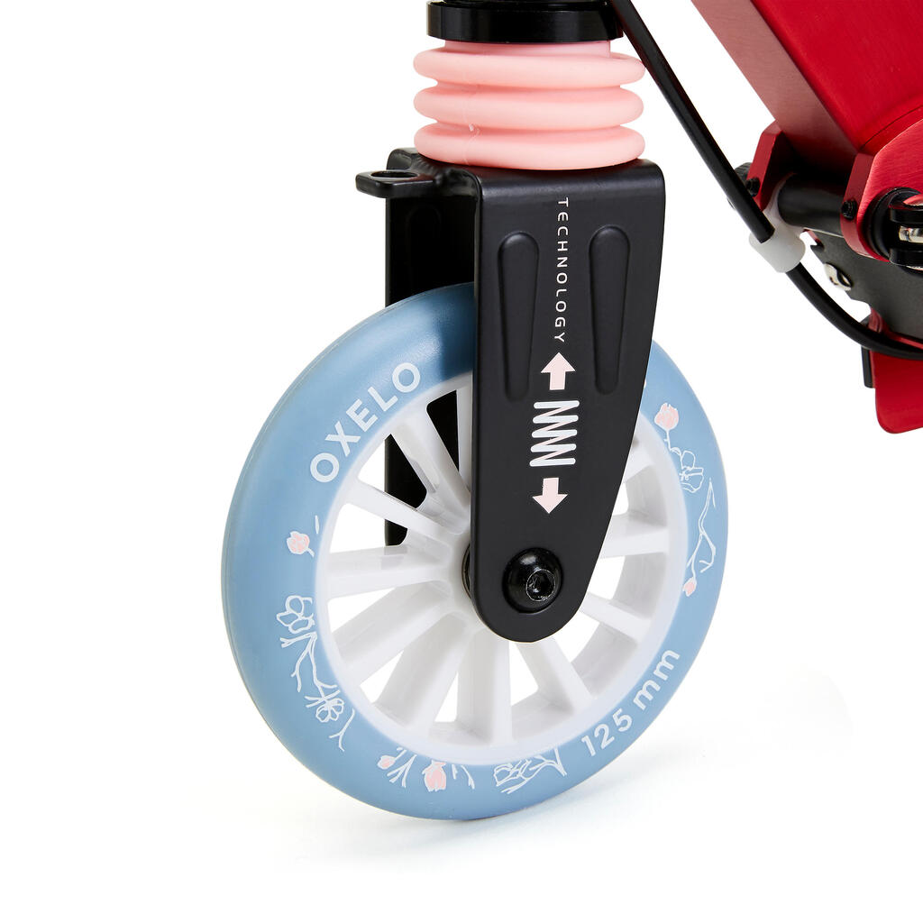 Scooter Tretroller Kinder mit Federung und Lenkerbremse - MID 5 grau/grün