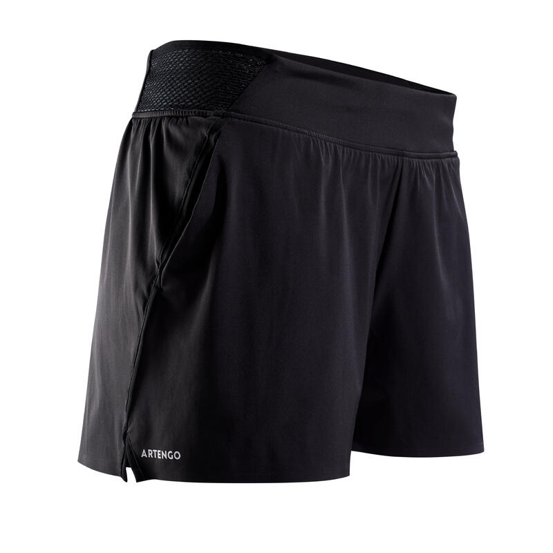Tennis-Shorts 2 in 1 Damen - Light 900 schwarz