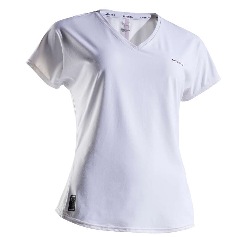 WOMEN WARM CONDITION RACKET SP APAREL Squash - Soft 500 Women's T-Shirt White ARTENGO - Squash Clothing