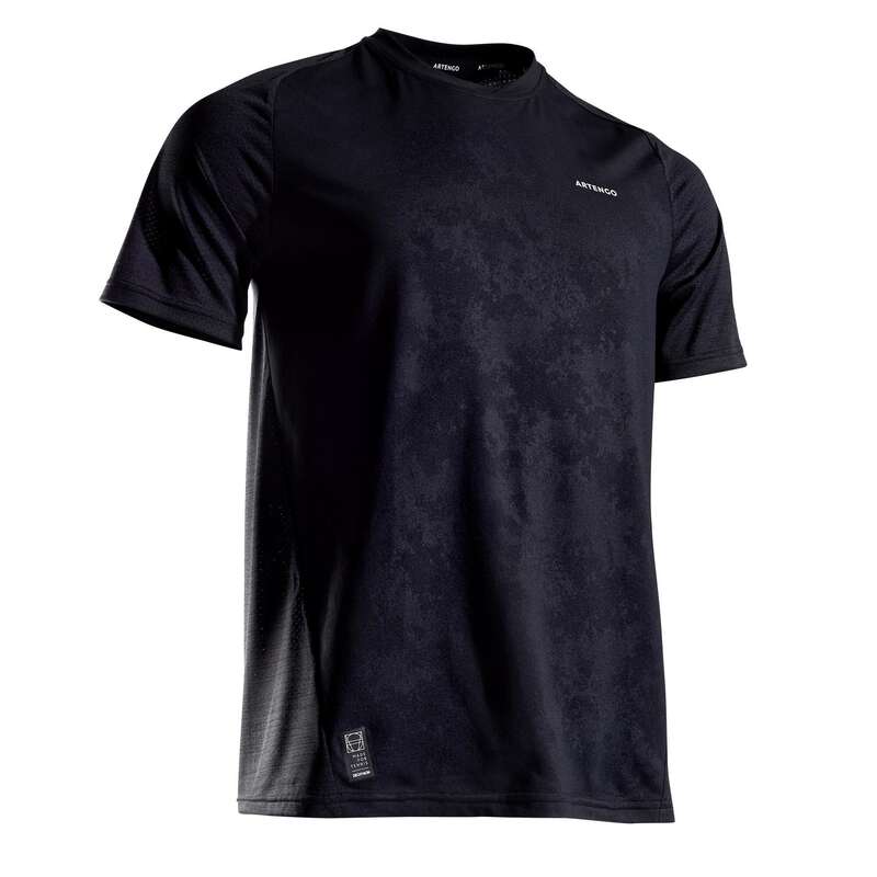 MEN WARM CONDITION RACKET SP APAREL Squash - Dry 500 T-Shirt - Black ARTENGO - Squash Clothing