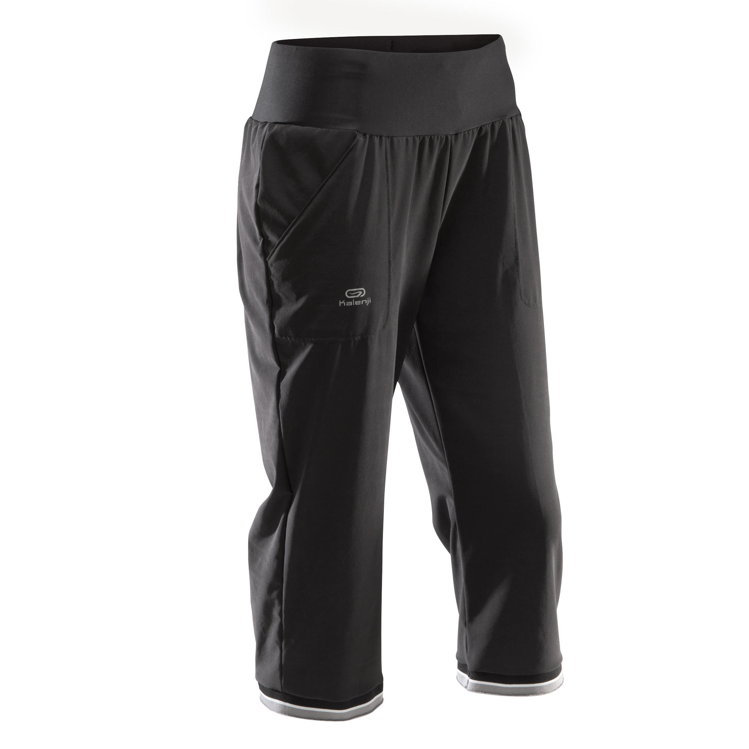 Women's cropped running trousers Dry - black 10/10