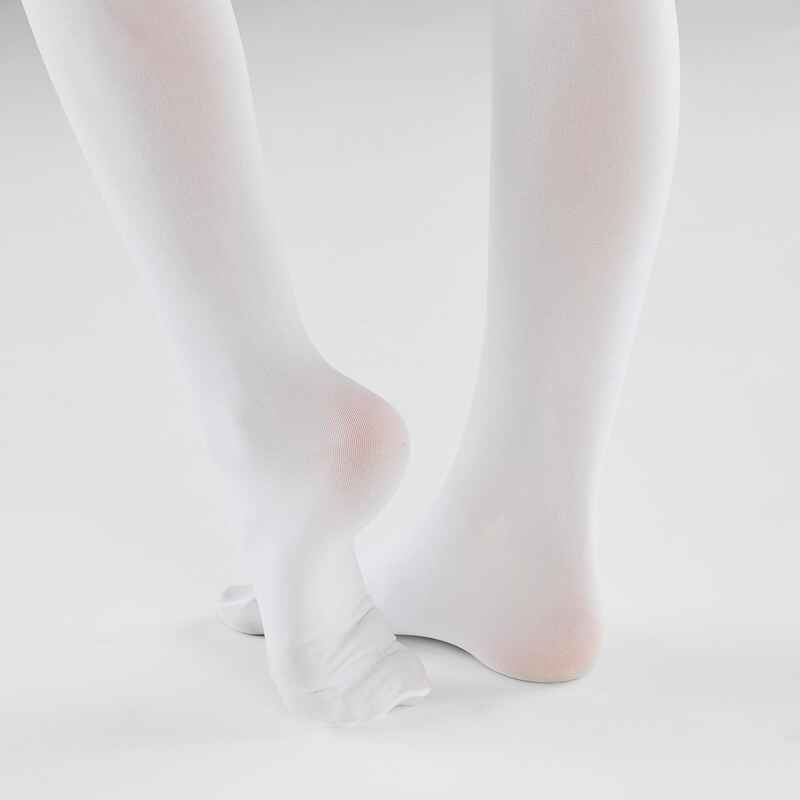 Nudist Camp Girls Feet - Girls' Ballet Tights - White - Decathlon