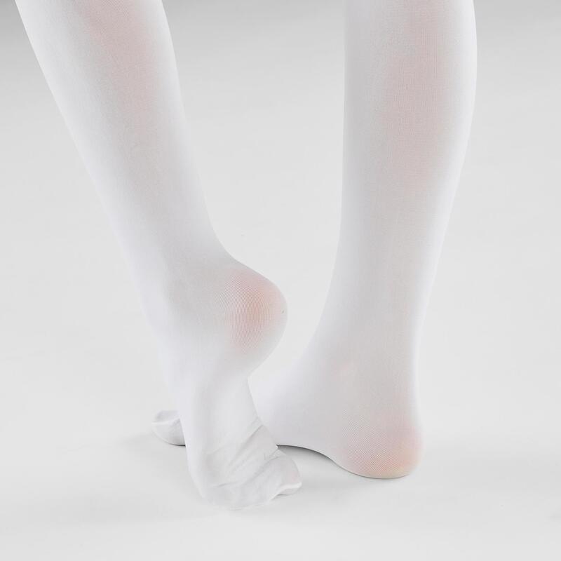 Collants de Ballet com Pé Menina Branco