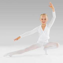 Trikå med fot för balett junior vit