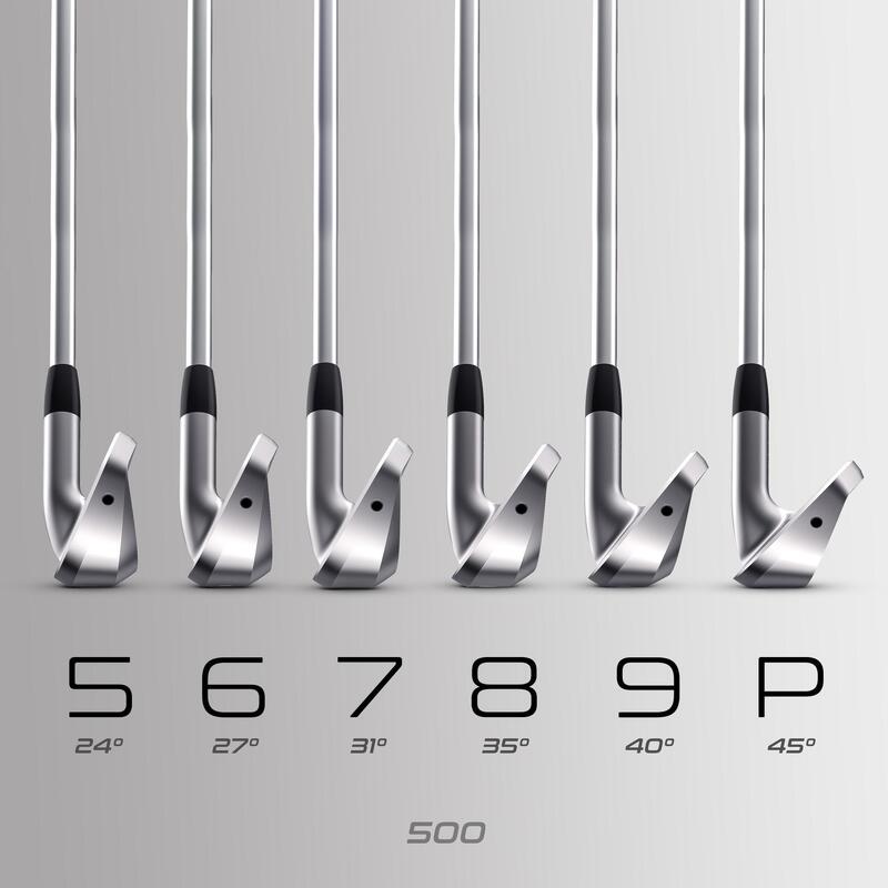 Golf Eisensatz 500 - linkshand mittlere Schlägerkopfgeschwindigkeit Größe 1