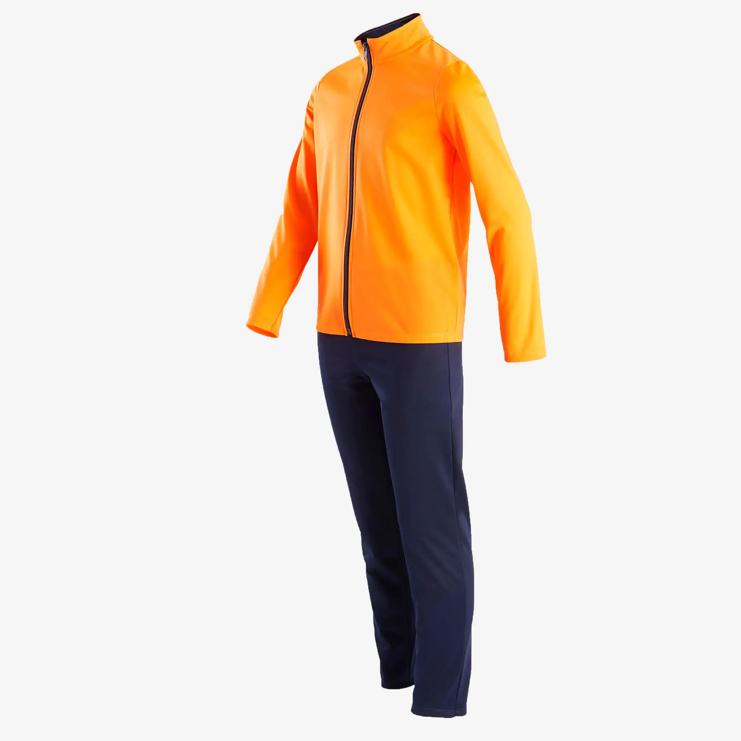 Girls' Warm Breathable Synthetic Gym Tracksuit Gym'y S500 - Orange 2/5
