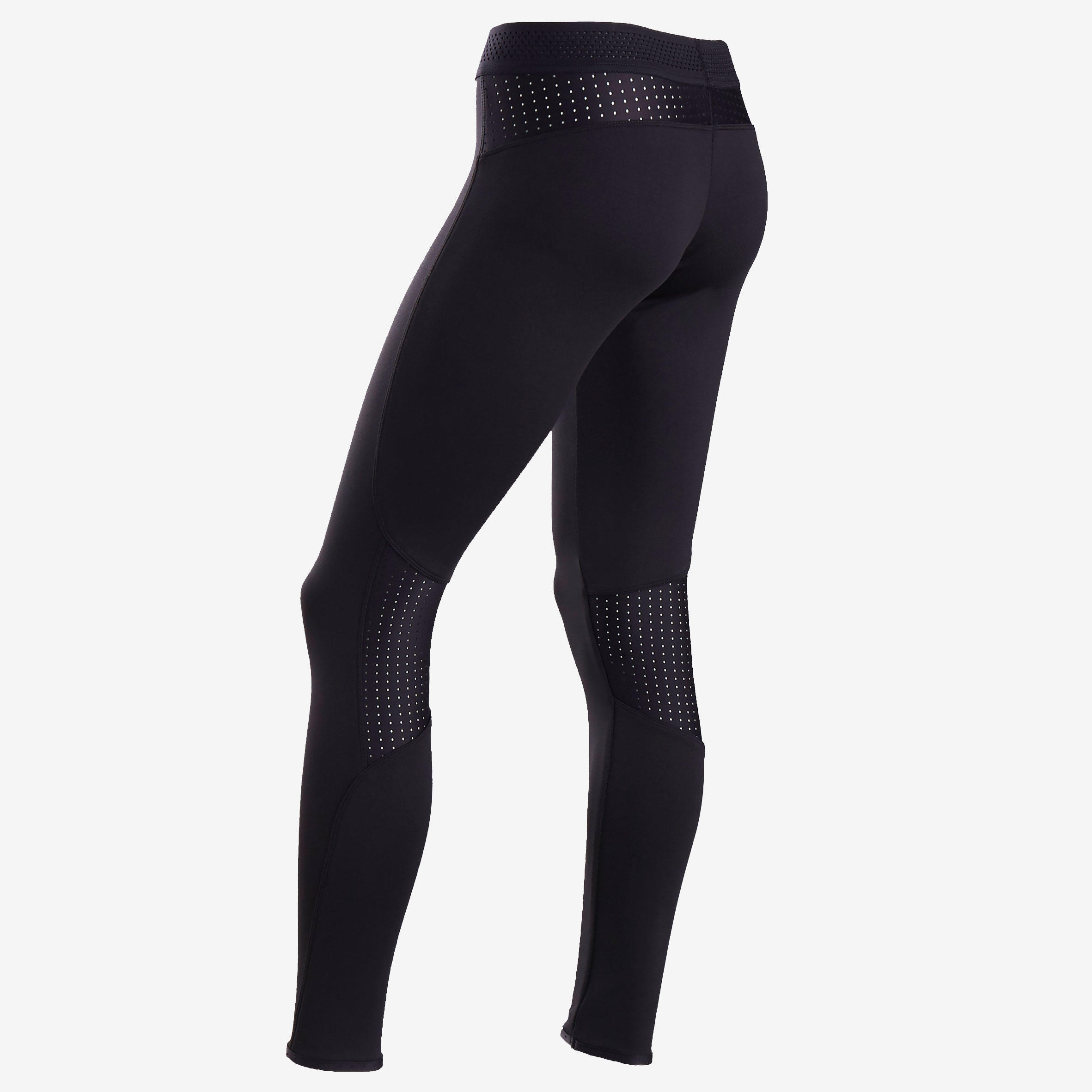 S900 Girls' Warm Breathable Gym Leggings - Black/Grey Inside 2/6