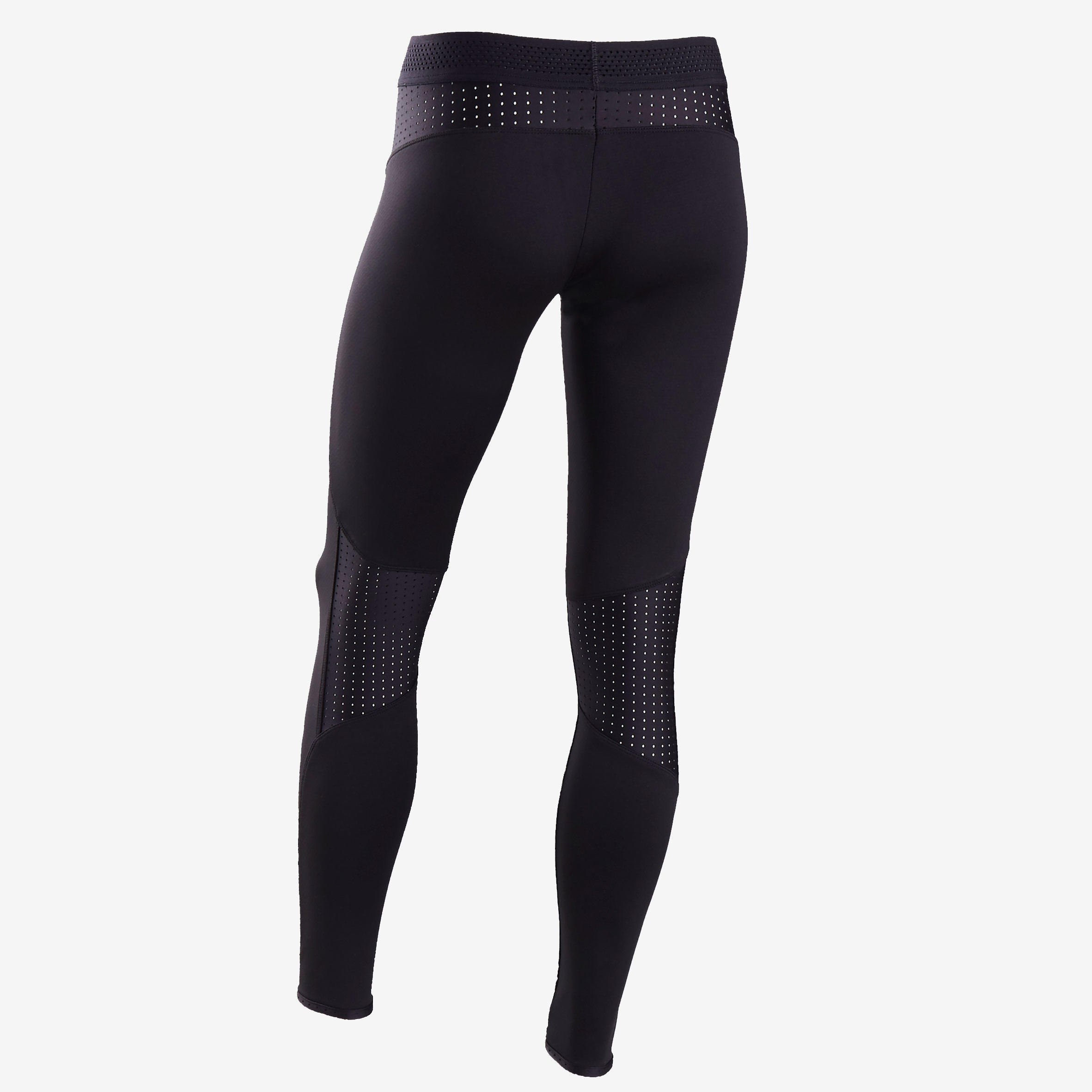 S900 Girls' Warm Breathable Gym Leggings - Black/Grey Inside 3/6