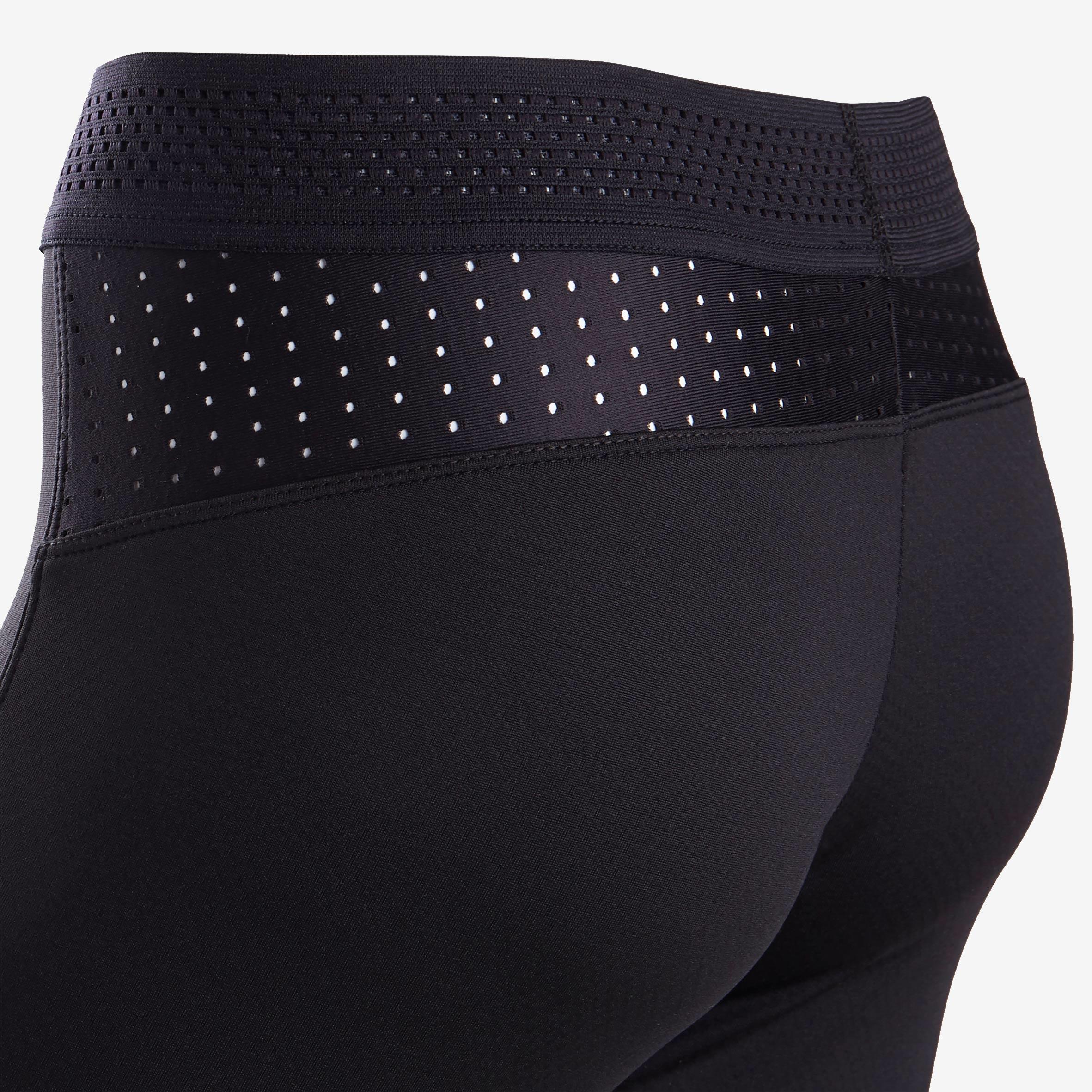 S900 Girls' Warm Breathable Gym Leggings - Black/Grey Inside 4/6