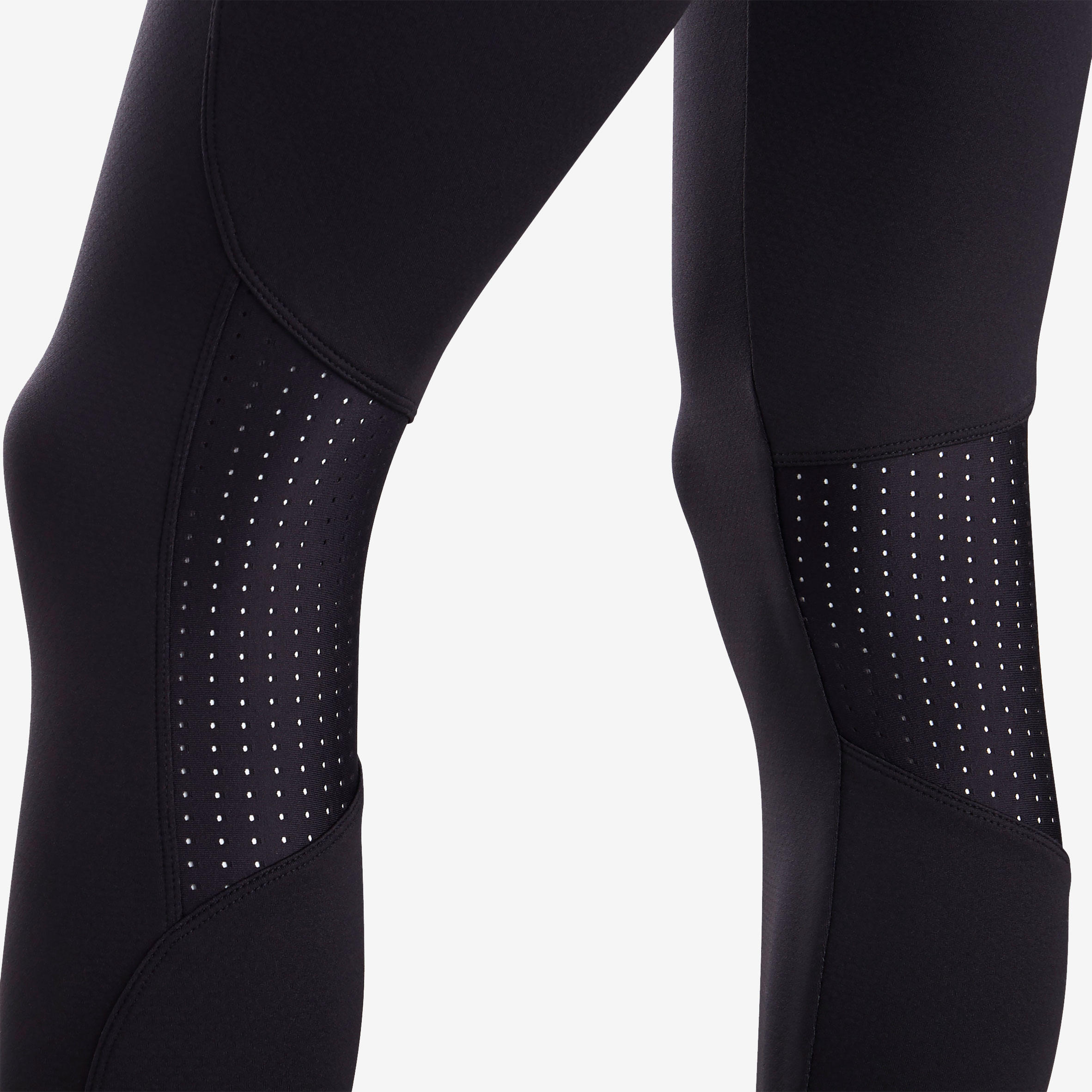 S900 Girls' Warm Breathable Gym Leggings - Black/Grey Inside 5/6
