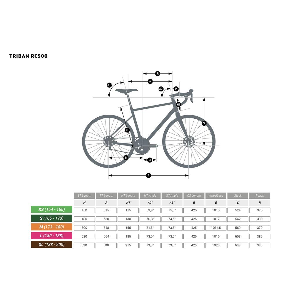 Cycle Touring Road Bike RC500 Microshift 9-Speed - Grey